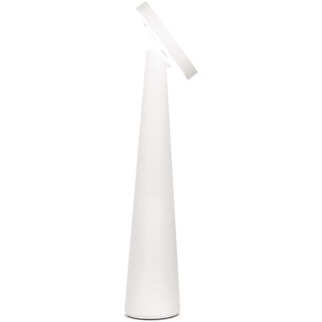 Zafferano Lampada da Tavolo Ricaricabile Angelina - Senza Fili, Testa Orientabile, Controllo Touch, Design Moderno per Interni - Colore Bianco