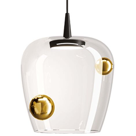 Zafferano Lampe à suspension Bilia 27cm LED TRIAC 8W 2700K Verre soufflé finition Noir et Bronze pour éclairage intérieur au design élégant