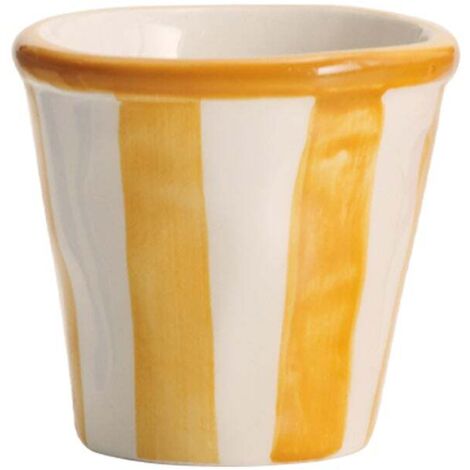 Zafferano Lido Righe: Set de 6 verres en céramique artisanale faits à la main à Civita Castellana, couleur Jaune, style vif et festif pour la table
