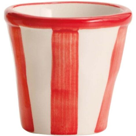 Zafferano Lot 6 Petits Verres Lido Rayures en Céramique Artisanale fait main à Civita Castellana couleur Rouge idéal pour Café et Dessert 1234