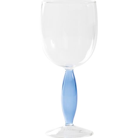Zafferano Lot de 4 Verres à Vin Rouge Série Dorici en Verre Borosilicaté Soufflé à la Main avec Jambe Creuse Couleur Transparente et Bleu Élégant