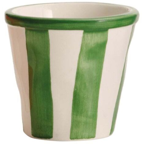 Zafferano Lot de 6 Petits Verres Collection Lido Modèle Rayures en Céramique Artisanale Couleur Verte Faits à la Main en Italie Civita Castellana