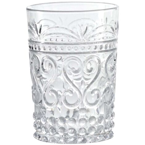 Zafferano Lot de 6 Verres Provenzale Tumbler en Verre Transparent, design artisanal avec décor en relief inspiré de la tradition provençale