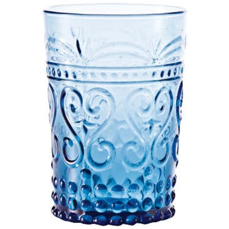 Zafferano Lot de 6 verres Tumbler collection Provenzale en verre coloré turquoise travaillés à la main avec décor en relief pour un usage quotidien