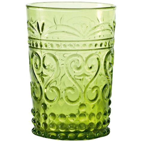 Zafferano Lot de 6 Verres Tumbler Collection Provenzale en Verre Soufflé à la Main, Couleur Vert Pomme, Design Rustique et Élégant, Résistants