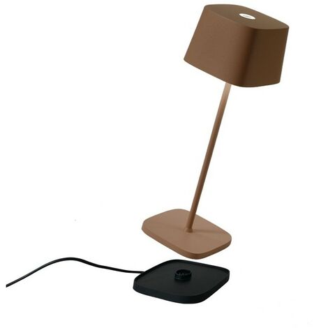 Zafferano Ofelia Pro Lampada da Tavolo Ricaricabile Corten