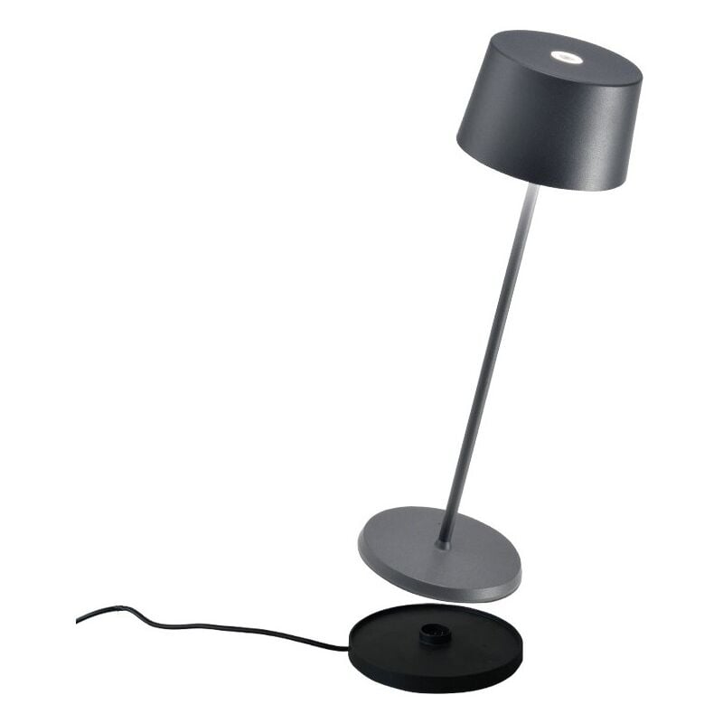 Zafferano - Lampada a led da tavolo Olivia Pro Grigio Scuro ricaricabile e dimmerabile