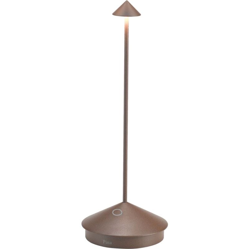 Lampe de table led Pina Pro Corten rechargeable et dimmable sans fil Zafferano 2200-2700-3000K