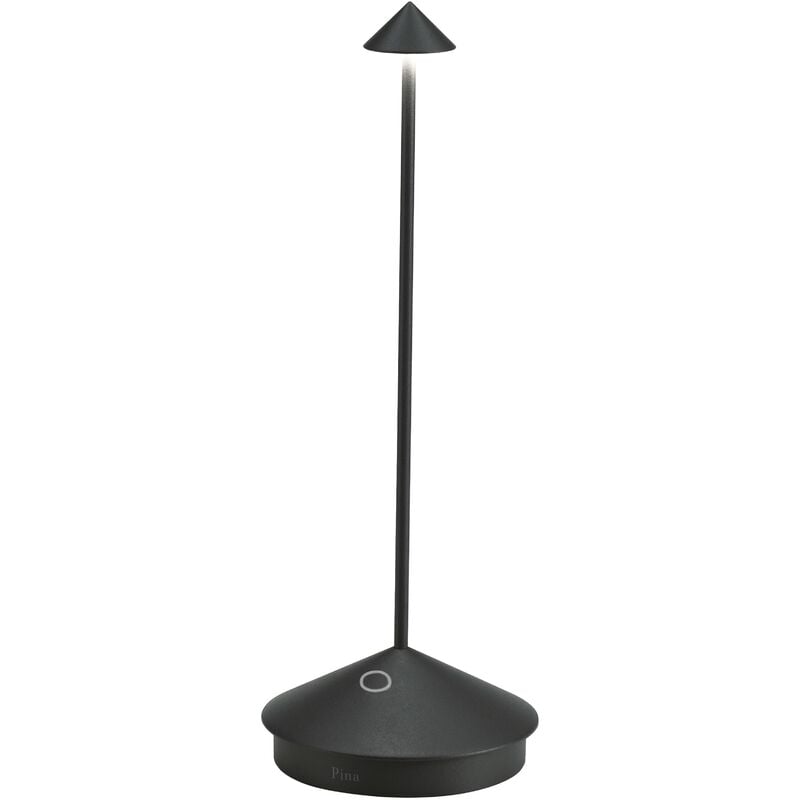 Zafferano - Pina Lampe de Table, Lampe Portable Rechareable, IP54, Noir, 29 cm