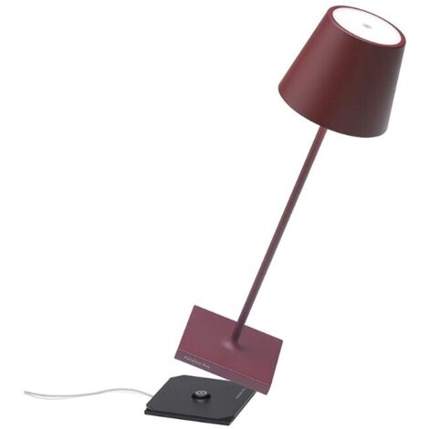Zafferano Poldina Pro Lampada da Tavolo Ricaricabile Bordeaux