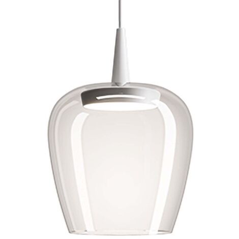 Zafferano Suspension Bilia 230V LED 8W, design en cloche en verre borosilicaté soufflé à la bouche, finition transparente, diamètre 18 cm