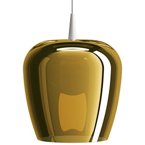 Zafferano Suspension Bilia 230V LED 8W en verre borosilicate soufflé finition Blanc et Or antique, design cloche contemporain