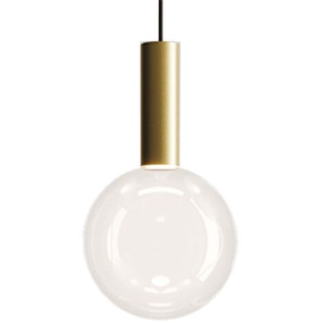 Zafferano Suspension Sfera en verre borosilicate soufflé à la bouche, LED 8W 2700K dimmable TRIAC, finition Or et Transparent, D18cm