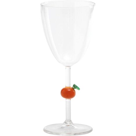 Zafferano Verre à Pied Teca Frutta en verre borosilicaté décor Orange, fabrication artisanale - Lot de 1 pièce