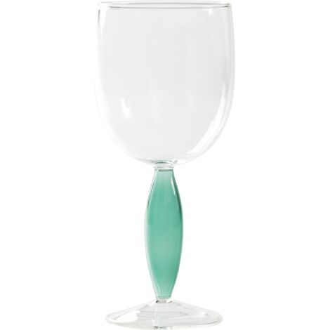 Zafferano Verre à vin rouge collection Dorici lot de 4 pièces en verre borosilicaté fait à la main couleur transparente et vert lagon modèle vin