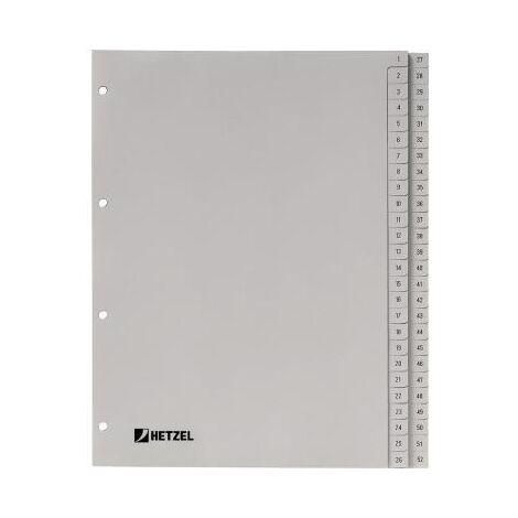 Zahlenregister DIN A4 1-52 Polypropylen grau DIN A4 1-52 Polypropylen grau