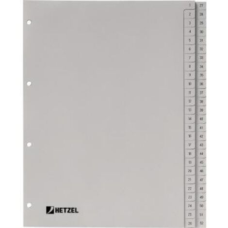 Zahlenregister DIN A4 1-52 Polypropylen grau DIN A4 1-52 Polypropylen grau