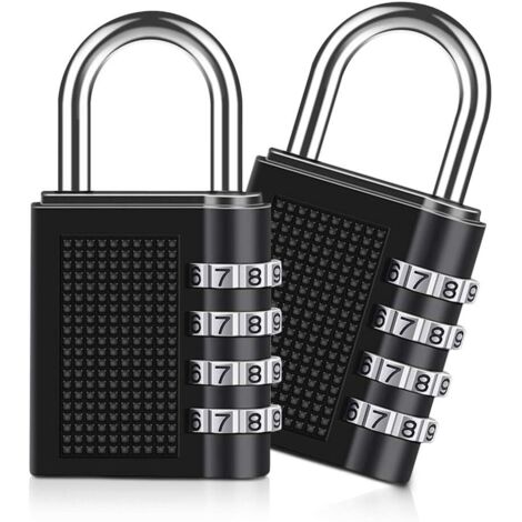 Zahlenschloss [2er-Pack], 4-stelliges Zahlenschloss, für Schulturnhallenspind, Schuppen, Zaun (Schwarz)