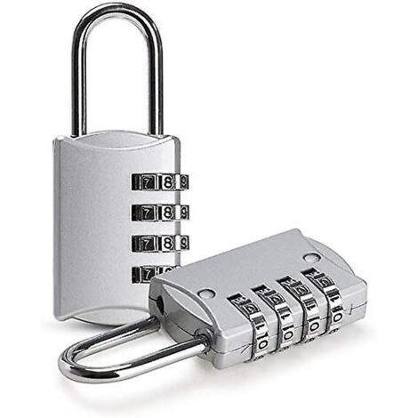Zahlenschloss [2er-Pack, Silber], 4-stelliges Sicherheitsschloss, Zahlenschloss für Schul- und Sportkoffer