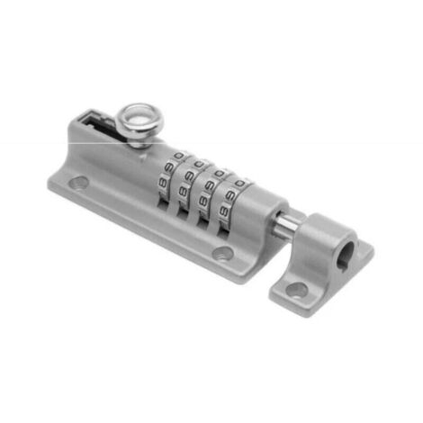 Zahlenschloss mit 4-stelliger Zahlenkombination, mechanisches Türschloss, schlüsselloses Schiebeschloss, manipulationssicheres Türschloss für Gartenschränke, Silber