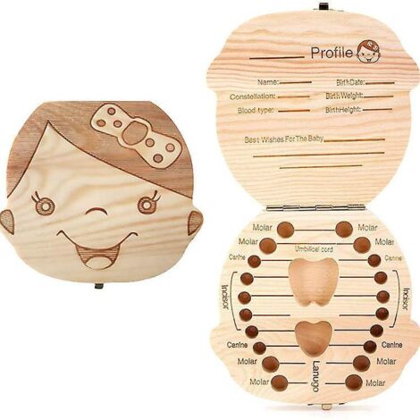Zahnbox für Kinder, Aufbewahrungsbox für Babyzähne, Sichere Aufbewahrung in einer Holzbox, Erinnerungsbox, Box aus Laubblättern
