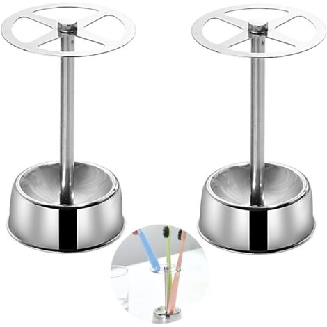Zahnbürstenhalter aus Edelstahl, 2-teilig, Zahnbürstenhalter aus Metall, Badezimmer-Organizer, rutschfeste Basis, Aufbewahrung, multifunktional, trocken und leicht zu reinigen