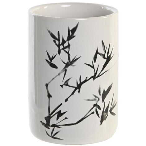 Zahnbürstenhalter dezahn dkd home decor whiteblack wood derubber gres 7,6 x 7,6 x 11 cm (12 Stück)