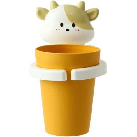 Zahnbürstenhalter für Kinder mit Becher, kein Bohren erforderlich, gelber Becher mit Cartoon-Tiermotiv, Mundwasserbecher