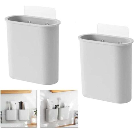 Zahnbürstenhalter mit 2 Fächern, minimalistisches, vielseitiges Wandregal, Aufbewahrungsbox für Zahnbürste, Rasierer, Zahnpasta und Kamm im Badezimmer