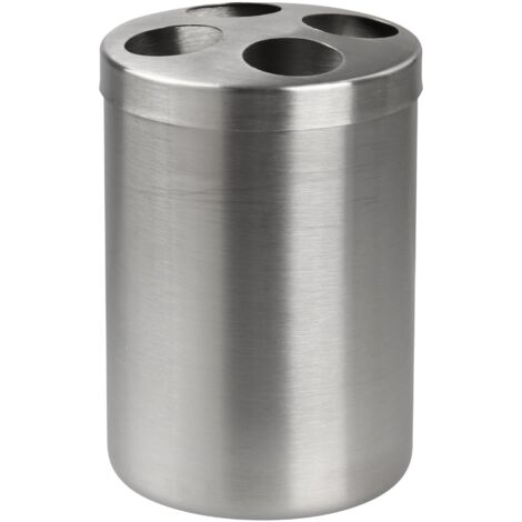 Zahnbürstenhalter TECNO, Halter für 4 Zahnbürsten aus hochwertigem Edelstahl, Zahnbürstenbecher in moderner Optik, Zahnputzbecher, edles Design (Farbe: Silber Matt)"-"61152
