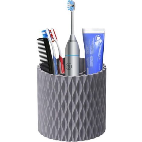 Zahnbürstenhalter, Zahnbürstenablage mit 5 Fächern, fürs Badezimmer, ca. 11,7 cm (4,6 Zoll) drehbarer Bürstenorganizer