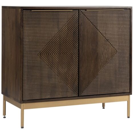 Zaine Carving Small Sideboard - Mango Wood - L40 x W80 x H76 cm - Dark Finish - Assembly Required