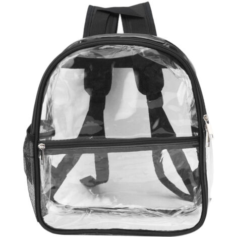 Zaino in PVC trasparente, portatile, con cerniera, grande capacità, ideale per la scuola (nero).