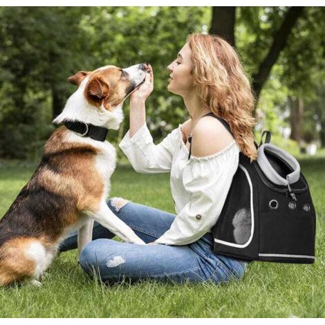 Zaino nero per cani, portatile, comodo e traspirante per cani di piccola taglia, cuccioli, gatti, animali domestici, viaggi, escursionismo