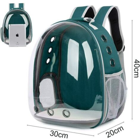 Zaino trasportino per animali, borsa trasparente per il trasporto di cani e gatti, ideale per attività all'aperto, design a capsula traspirante, visuale a 180 gradi per gli animali domestici - Verde