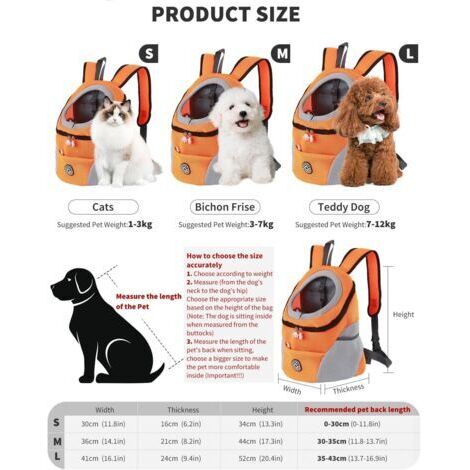 Zaino trasportino per cani, traspirante, regolabile, per cani e gatti, con fondo impermeabile, tracolla imbottita, zaino da viaggio pieghevole per cani, gancio di sicurezza, L