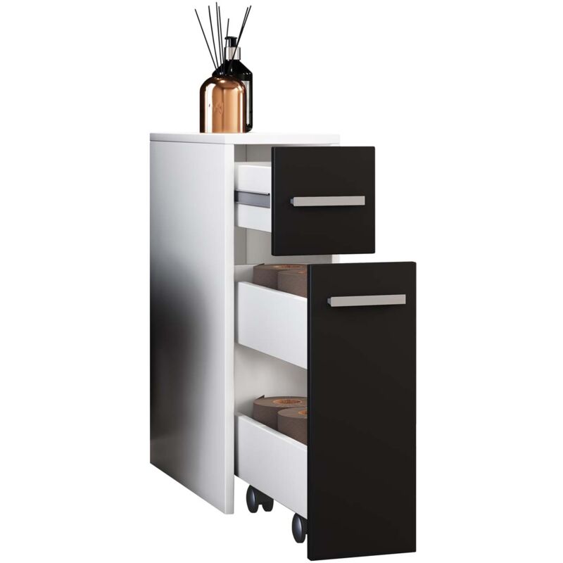 Ebuy24 - Zalo armoire haute pour salle de bain blanc, noir.