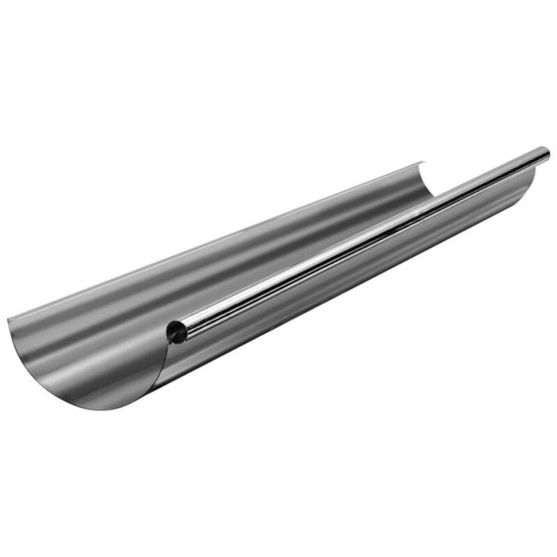 Zambelli - gouttière demi-ronde 2m galvanisée, gouttière avec protection élevée contre la corrosion, montage facile, sans soudure, 105mm, 2m argent