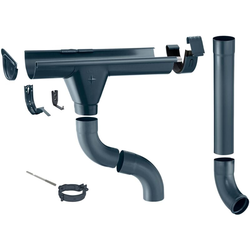 Zambelli - gouttière en zinc set complet abri de jardin, carport, terrasse, 1 côté de toit, sans soudure, pour surface de toit jusqu'à env. 80m²,