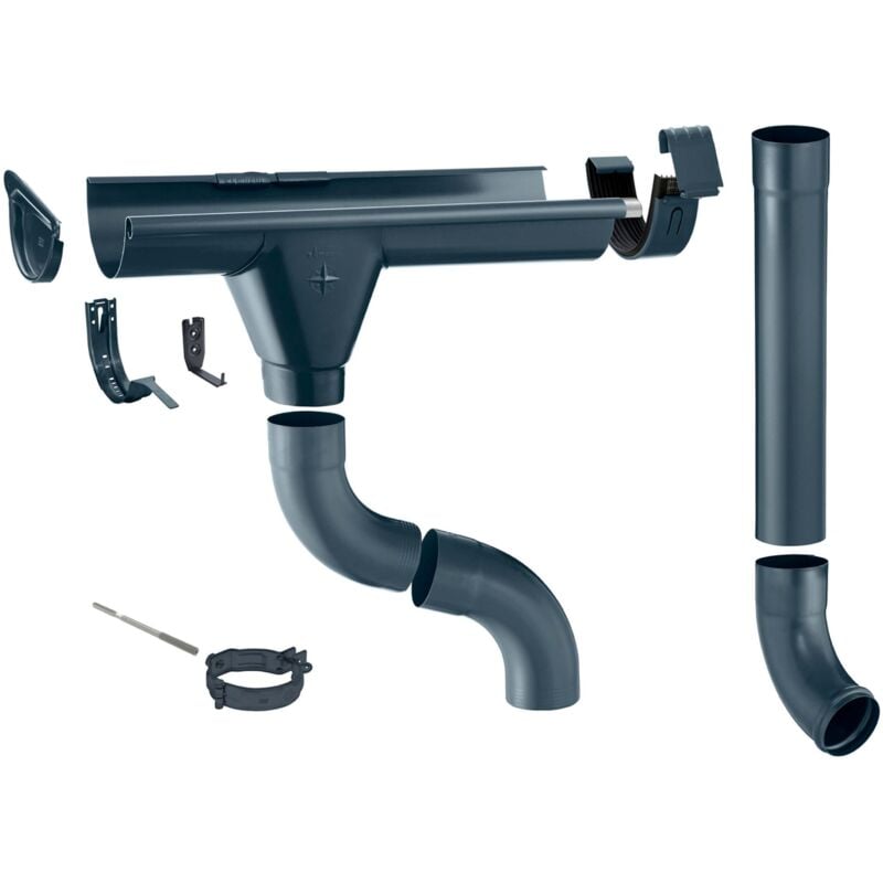 Zambelli - gouttière en zinc set complet pour maisons, 1 côté de toit, montage sans soudure, pour une surface de toit jusqu'à env. 150m², 150mm