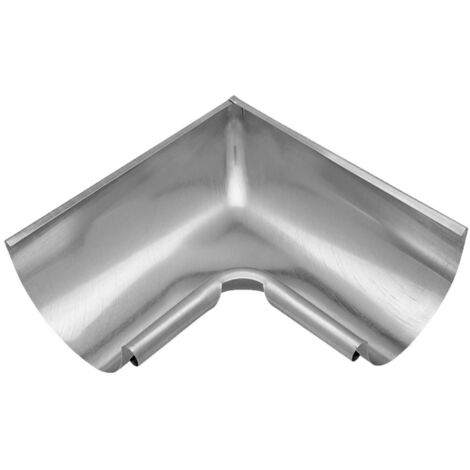 ZAMBELLI Rinnenwinkel 90 Grad (Innenwinkel) verzinkt Dachrinnenwinkel mit Wulst innen für Dachrinne halbrund, ohne löten, 105 mm / 250/8 tlg Silber