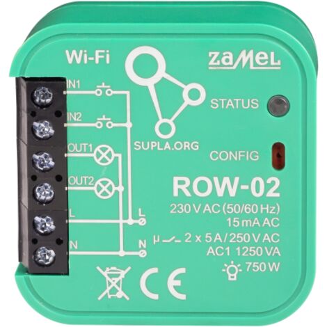Zamel  Module Wi-Fi 2 Canaux ROW-02 - Blanc - Contrôle Éclairage  Distance - Compatible Smartphone