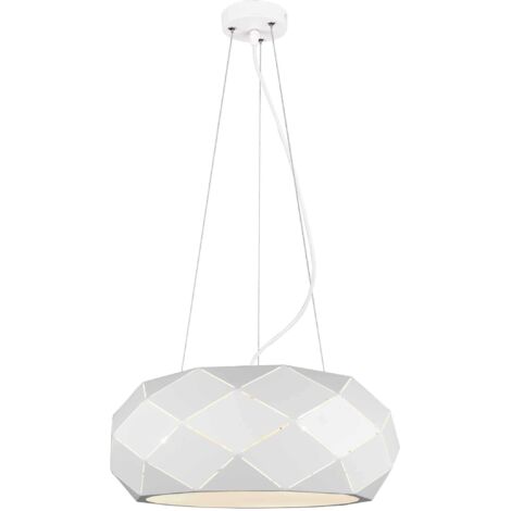 ZANDOR SOSPENSIONE METALLO BIANCO CON TAGLI LASER E DIFFUSORE D. 50CM 3 LUCI ATTACCO E27