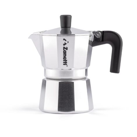 Zanetti, Mama Caffettiera Moka in Alluminio, Macchinetta Caffè 1 Tazza, Moka Espresso con Sistema Anti Goccia, Guarnizione in Silicone, Manico Ergonomico