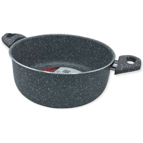 Zanetti - Pietra Rara, Casseruola Antiaderente in Alluminio Effetto Pietra, Maniglie Soft Touch, Diametro 20 cm, Made in Italy