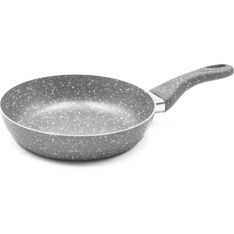 Zanetti Pietra Rara Padella Antiaderente Padella con Alluminio Manico Soft Touch Alta Resistenza, 28 cm Diametro, colore Grigio, Made in Italy
