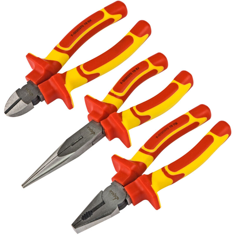 Image of Dema - Kestek Elektriker Zangenset 3-teilig Kombizange Seitenschneider Flachrundzange