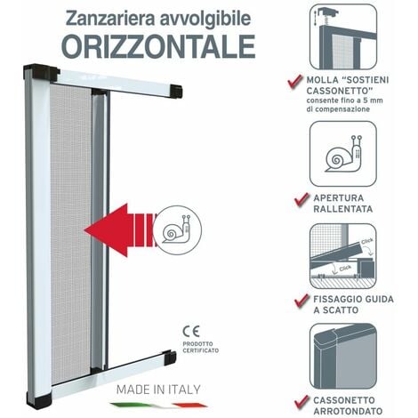 ZANZARIERA 160 X 250 ORIZZONTALE COLORE BIANCO RAL 9010 MODELLO ROTO