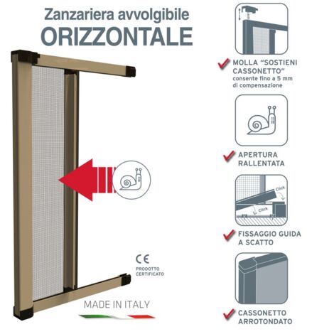 ZANZARIERA 160 X 250 ORIZZONTALE COLORE BRONZO MODELLO ROTO