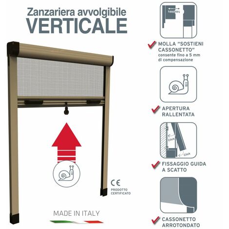 ZANZARIERA BRONZO 80X250 APERTURA VERTICALE MODELLO ROTO